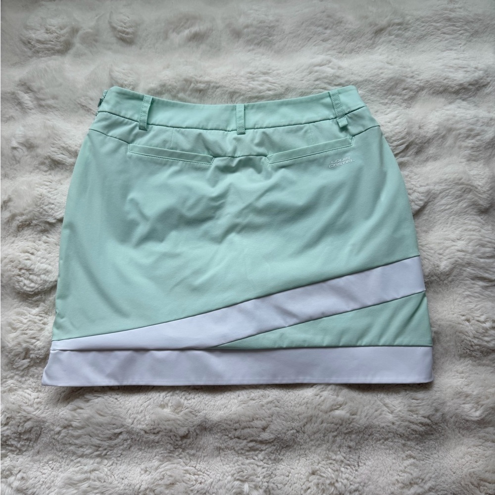 Louis Castel Golf Prep Tennis light Blue Mini Skort -White Athletic Skirt Shorts - Picture 4 of 11